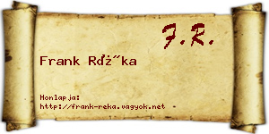 Frank Réka névjegykártya